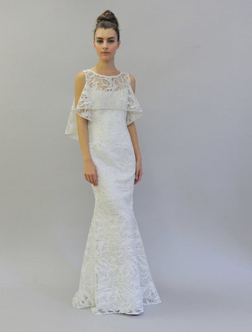 Austin Scarlett Nadine E017 White Lace Wedding Dress + Cape Jacket Formal 10